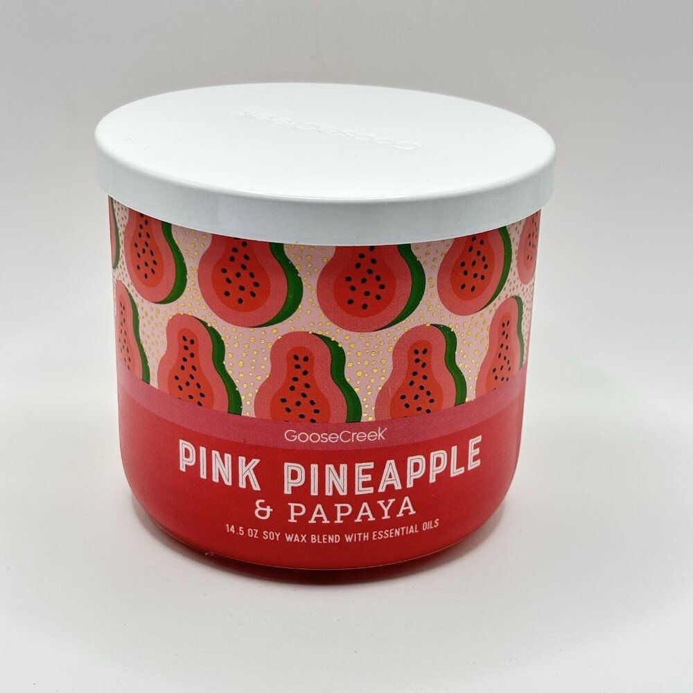 Goose Creek Candle Pink Pineapple and Papaya Three Wick 14.5 oz Tropical Fruity